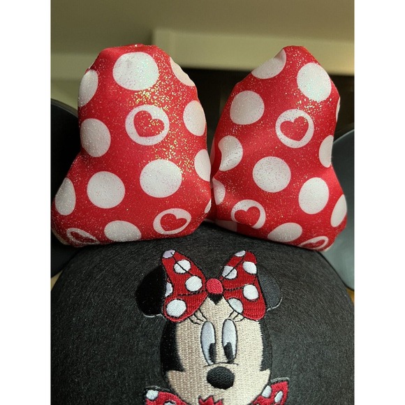 Disney Minnie Mouse NEW Bow Hearts Ear Hat Valentine Sparkle Glitter ADULT SIZE - Picture 3 of 12